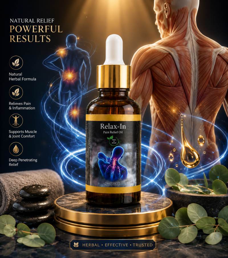Relax-In Pain Relief Oil (8) Relax-In Herbal Pain Relief Oil | Natural Massage Oil for Muscle & Joint Comfort - Image 1